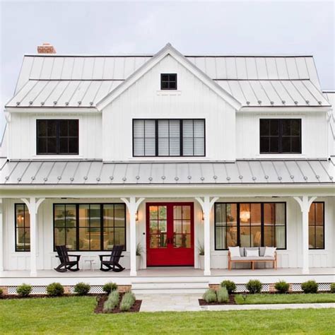 blue white metal house|white metal siding farmhouse.